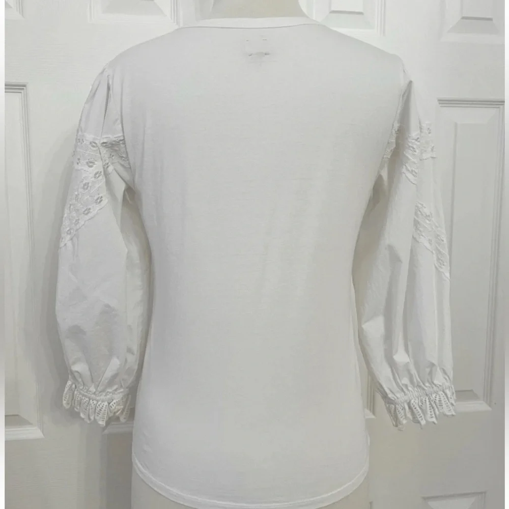ANTHROPOLOGIE / La Vie WHITE COTTON EYELET TOP